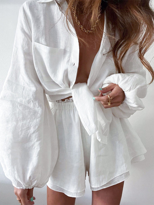 Women's Ruffle Shorts Two-piece Casual Fashion Suit Set