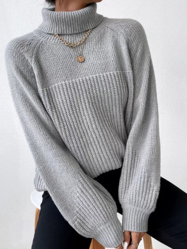 Simple Raglan sleeve Pullover Knitted Sweater for Women