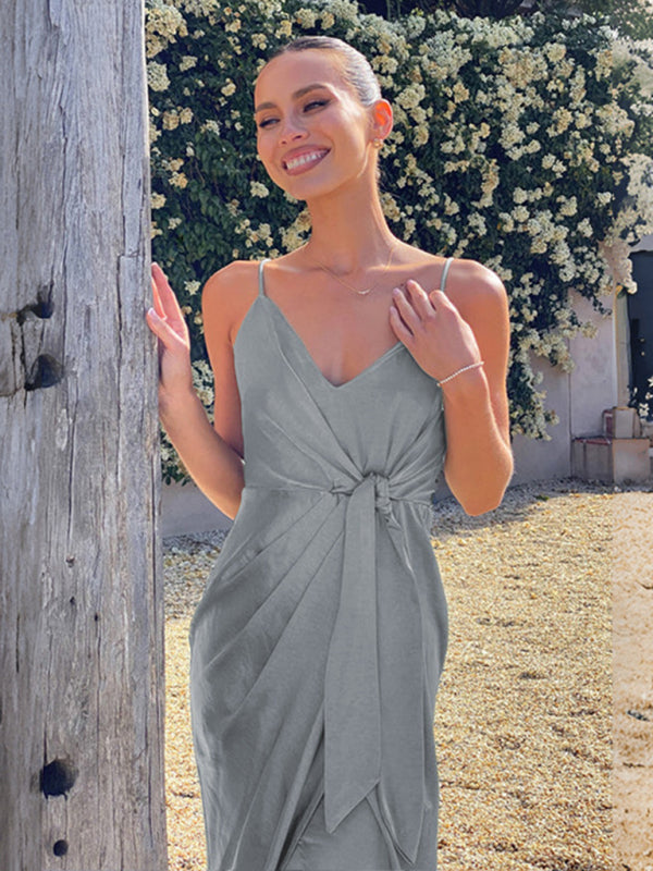 Satin French Knot Suspender Dress