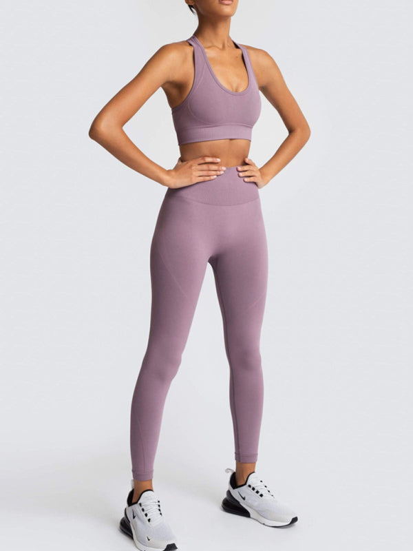 High Waist Knitted Vest Trousers Set for Women